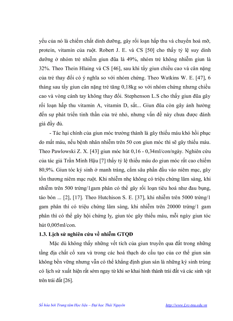 image for page Nghiên cứu thực trạng nhiễm giun truyền qua đất ở học sinh hai trường mầm non tại Thái Nguyên và kết quả tẩy giun bằng thuốc Albendazol
