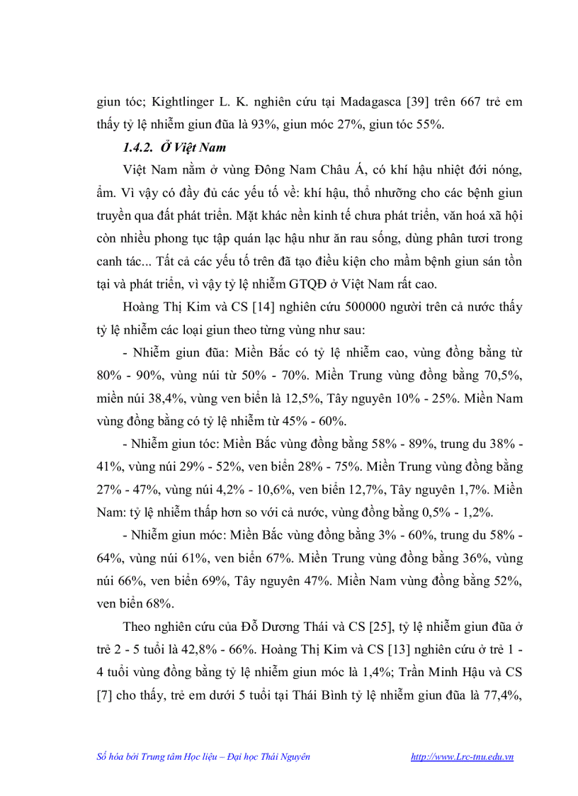 image for page Nghiên cứu thực trạng nhiễm giun truyền qua đất ở học sinh hai trường mầm non tại Thái Nguyên và kết quả tẩy giun bằng thuốc Albendazol