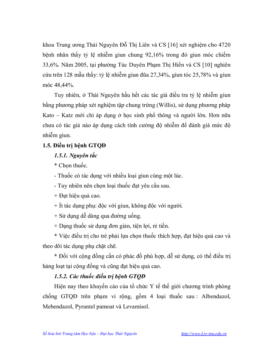 image for page Nghiên cứu thực trạng nhiễm giun truyền qua đất ở học sinh hai trường mầm non tại Thái Nguyên và kết quả tẩy giun bằng thuốc Albendazol