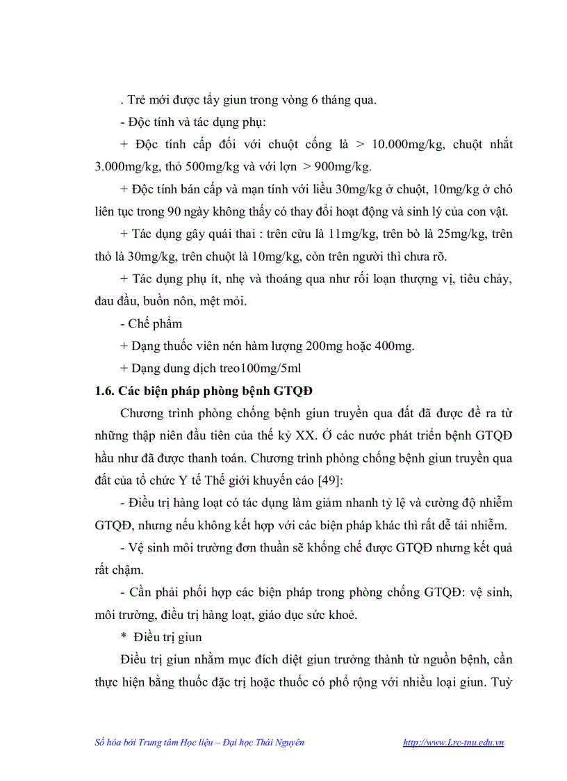 image for page Nghiên cứu thực trạng nhiễm giun truyền qua đất ở học sinh hai trường mầm non tại Thái Nguyên và kết quả tẩy giun bằng thuốc Albendazol