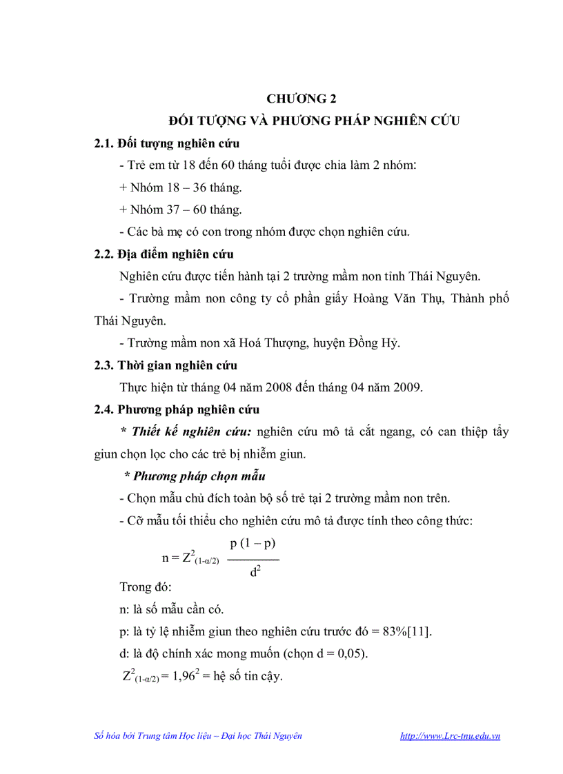 image for page Nghiên cứu thực trạng nhiễm giun truyền qua đất ở học sinh hai trường mầm non tại Thái Nguyên và kết quả tẩy giun bằng thuốc Albendazol