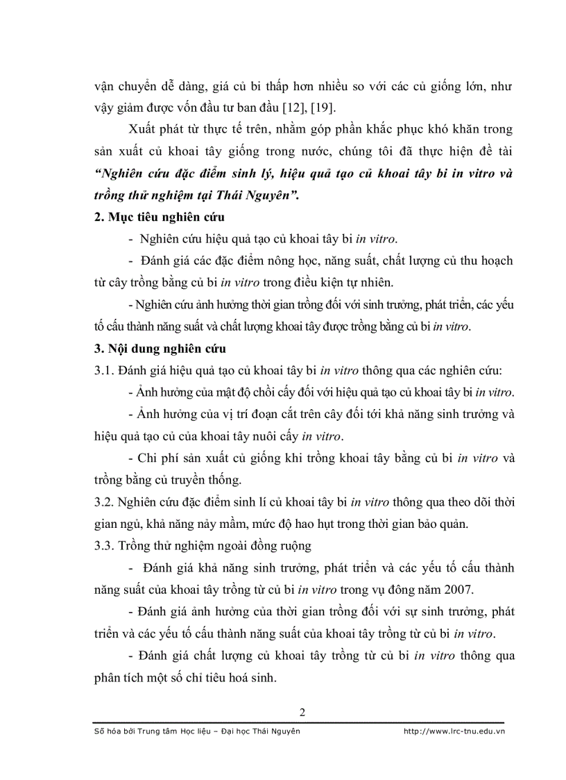 image for page Nghiên cứu đặc điểm sinh lý hiệu quả tạo củ khoai tây bi in vitro và trồng thử nghiệm tại Thái Nguyên