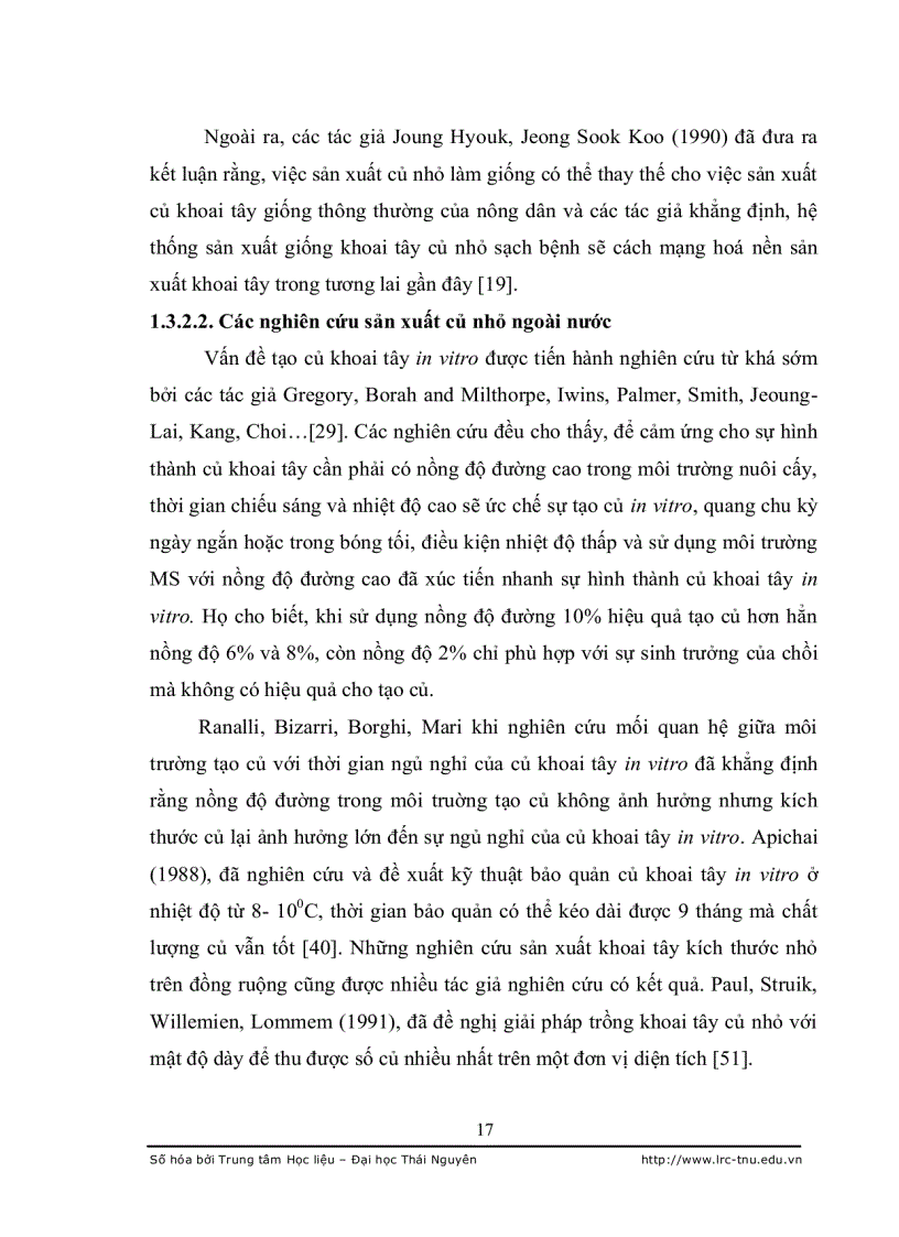 image for page Nghiên cứu đặc điểm sinh lý hiệu quả tạo củ khoai tây bi in vitro và trồng thử nghiệm tại Thái Nguyên