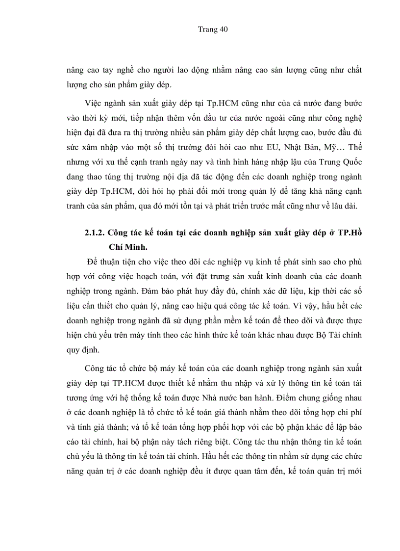 image for page Vận dụng kế toán quản trị vào việc kiểm soát chất lượng toàn diện tại các doanh nghiệp sản xuất giày dép ở TP HCM