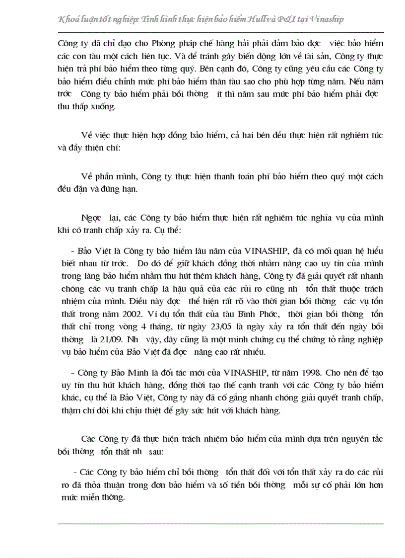 image for page Đánh giá tình hình thực hiện bảo hiểm P I và Hull của Công ty Vận tải biển III trong hai năm 2001 2002
