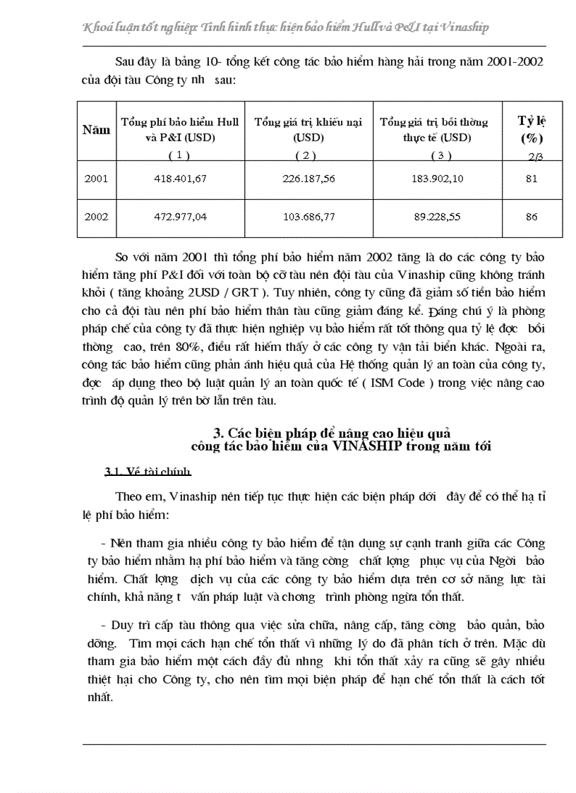image for page Đánh giá tình hình thực hiện bảo hiểm P I và Hull của Công ty Vận tải biển III trong hai năm 2001 2002
