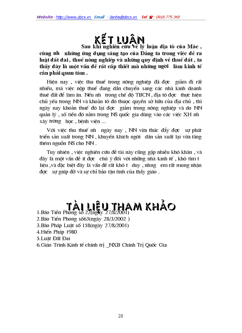 image for page Vận dụng lí luận về địa tô của Mác trong luật đất đai thuế nông nghiệp và việc thuê đất ở Việt Nam