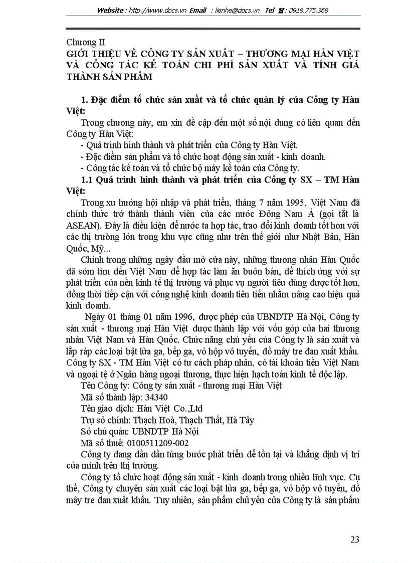 image for page Tổ chức hạch toán chi phí sản xuất kinh doanh và tính giá thành sản phẩm tại Công ty sản xuất thương mại Hàn Việt