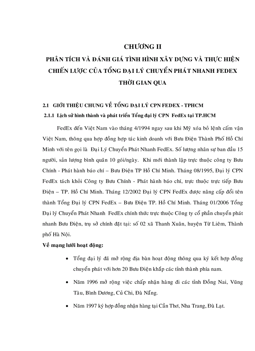 image for page Xây dựng chiến lược kinh doanh của tổng đại lý chuyển phát nhanh FedEx đến năm 2015