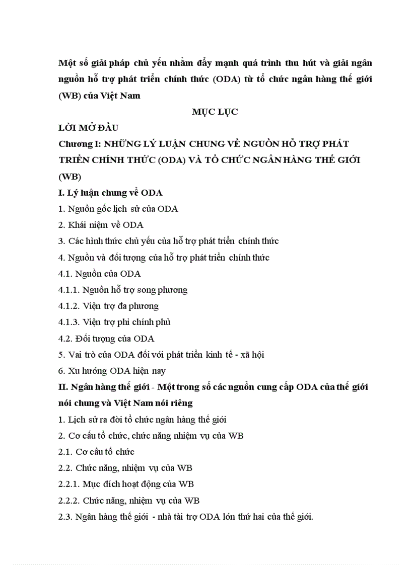 image for page Một số giải pháp chủ yếu nhằm đẩy mạnh quá trình thu hút và giải ngân nguồn hỗ trợ phát triển chính thức ODA từ tổ chức ngân hàng thế giới WB của