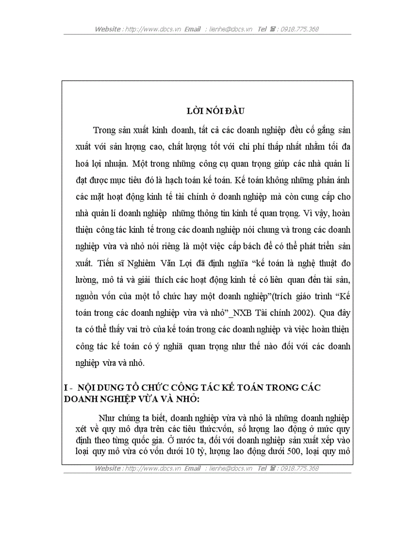 image for page Tổ chức công tác kế toán trong các doanh nghiệp vừa và nhỏ