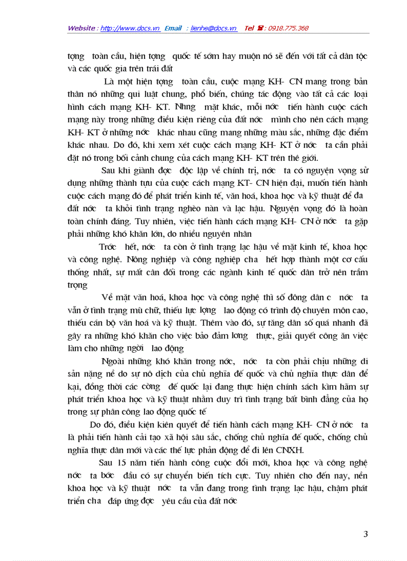 image for page Cở sở lý luận và thực tiễn của cách mạng Kh cn ở nước ta hiện nay