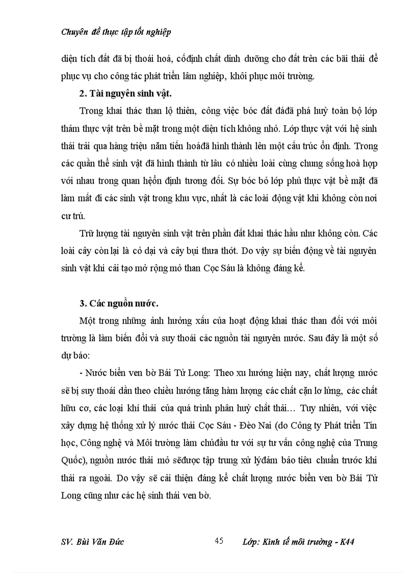 image for page Phân tích những tác động môi trường và đánh giá hiệu quả kinh tế môi trường của dự án cải tạo mở rộng khai thác kinh doanh than mỏ than Cọc Sáu