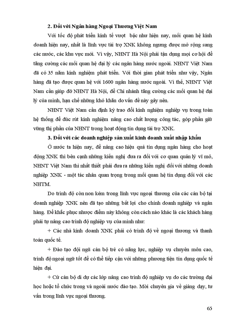 image for page Giải pháp mở rộng hoạt động tín dụng tài trợ xuất nhập khẩu tại Ngân hàng Ngoại Thương Hà Nội