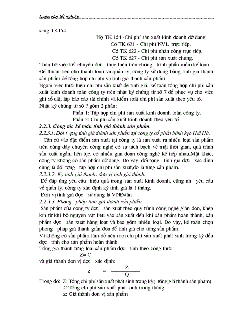 image for page Hoàn thiện công tác kế toán chi phí sản xuất và tính giá thành sản phẩm tại Công ty Cổ phần Bánh kẹo Hải Hà