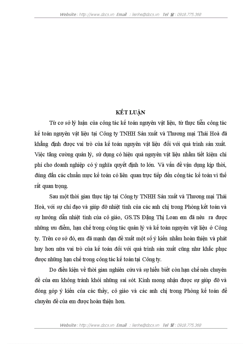 image for page Hoàn thiện công tác kế toán nguyên vật liệu tại Công ty TNHH Sản xuất và Thương mại Thái Hòa