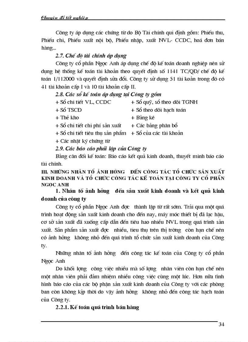 image for page Nhận xét và kiến nghị về công tác kế toán bán hàng và xác định kết quả bán hàng tại Công ty cổ phần Ngọc Anh