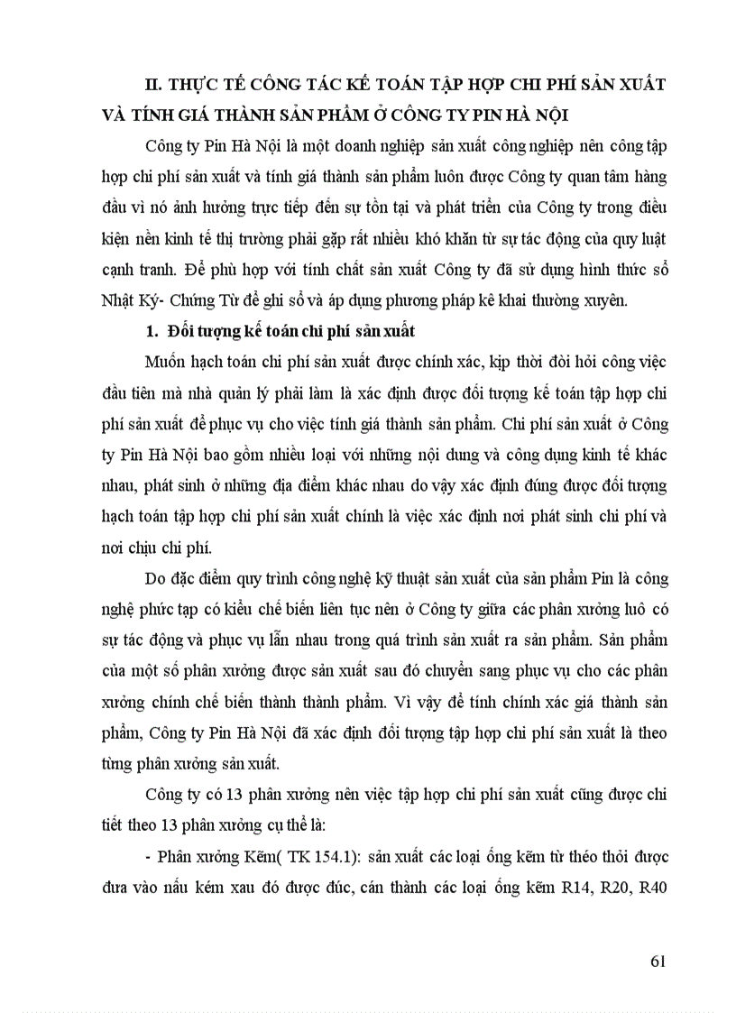 image for page Kế toán tập hợp chi phí sản xuất và tính giá thành sản phẩm tại Công ty Pin Hà Nội