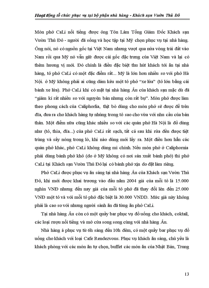 image for page Hoạt động tổ chức phục vụ tại bộ phận nhà hàng khách sạn vườn thủ đô