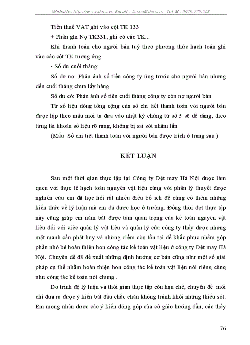 image for page Tổ chức công tác kế toán nguyên vật liệu tại công ty Dệt May Hà Nội