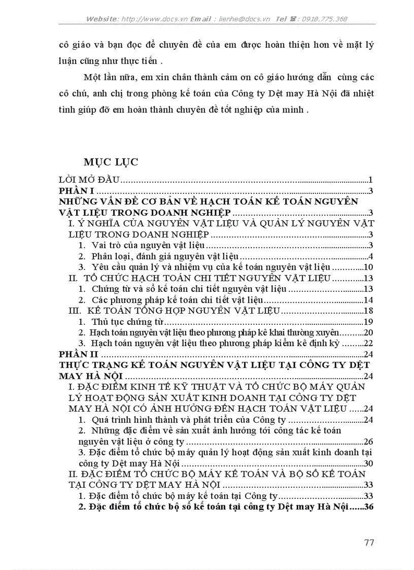 image for page Tổ chức công tác kế toán nguyên vật liệu tại công ty Dệt May Hà Nội