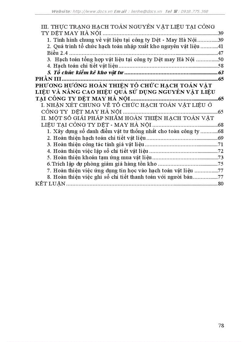 image for page Tổ chức công tác kế toán nguyên vật liệu tại công ty Dệt May Hà Nội