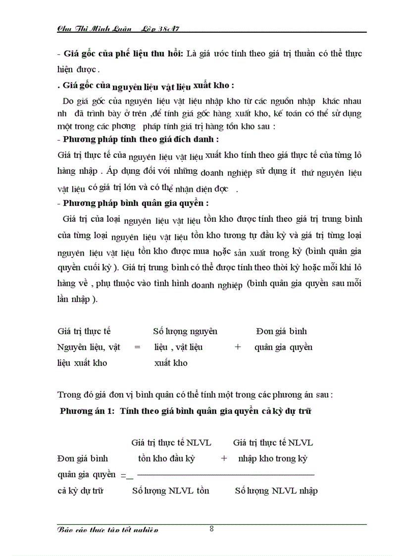 image for page Nhận xét và kiến nghị về công tác kế toán NLVL tại xí nghiệp X 18