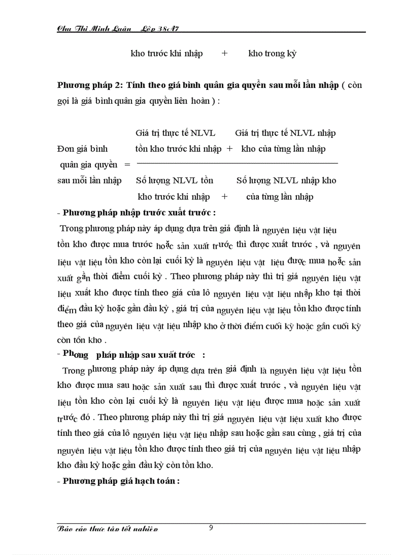 image for page Nhận xét và kiến nghị về công tác kế toán NLVL tại xí nghiệp X 18
