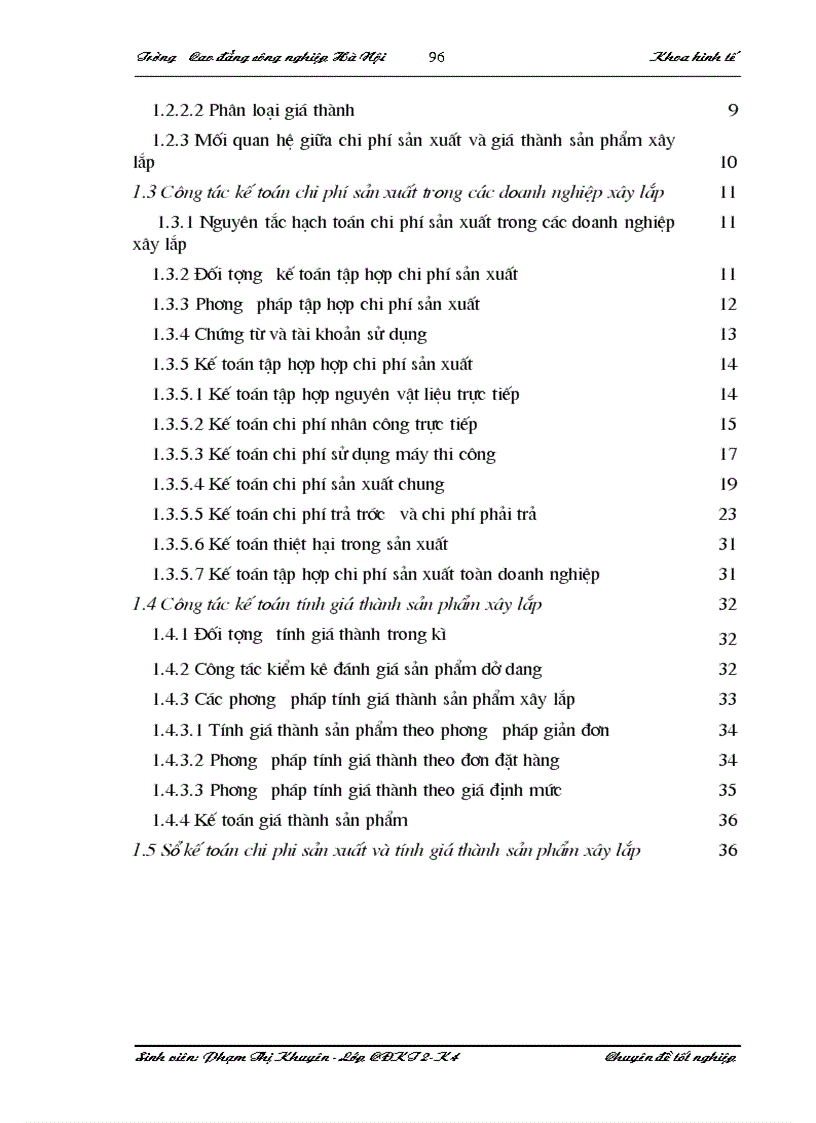 image for page Một số giải pháp nhằm hoàn thiện công tác kế toán tập hợp chi phí sản xuất và tính giá thành sản phẩm xây lắp tại Xí nghiệp xây lắp H36