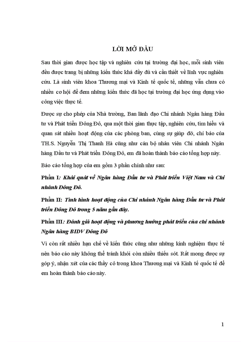 image for page Đánh giá hoạt động và phương hướng phát triển của chi nhánh Ngân hàng BIDV Đông Đô