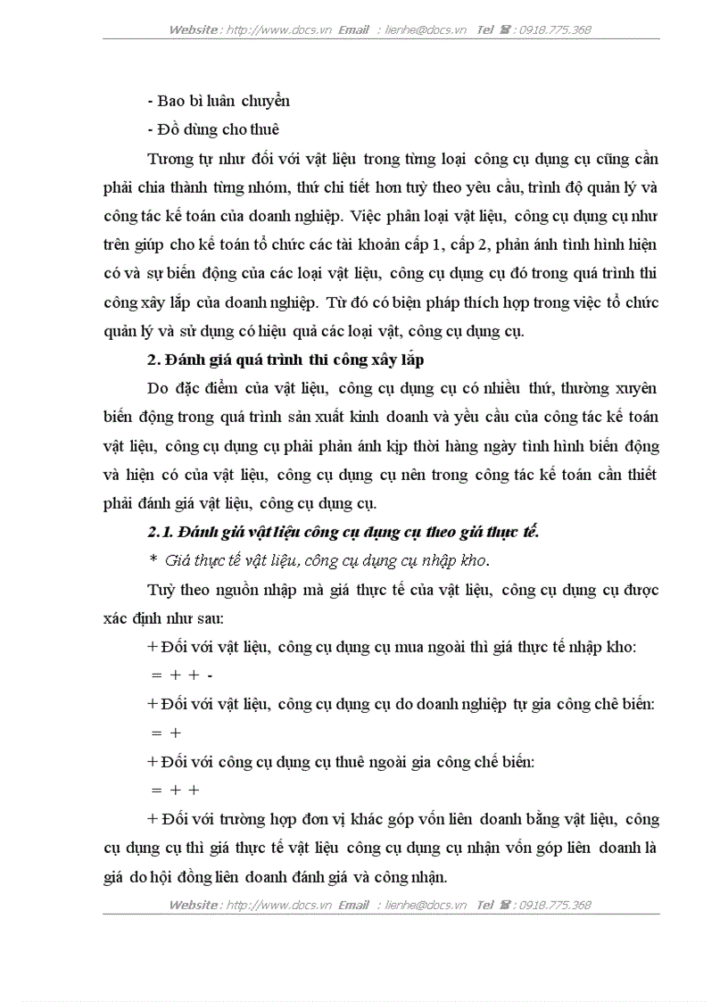 image for page Tổ chức công tác kế toán nguyên vật liệu công cụ dụng cụ ở Công ty xây dựng số 34