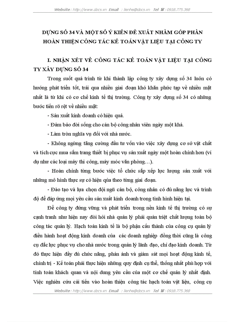image for page Tổ chức công tác kế toán nguyên vật liệu công cụ dụng cụ ở Công ty xây dựng số 34