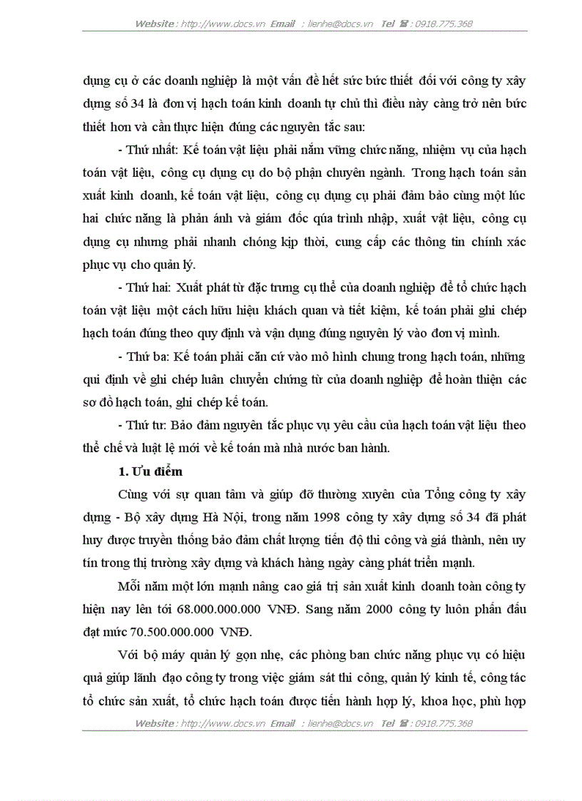 image for page Tổ chức công tác kế toán nguyên vật liệu công cụ dụng cụ ở Công ty xây dựng số 34