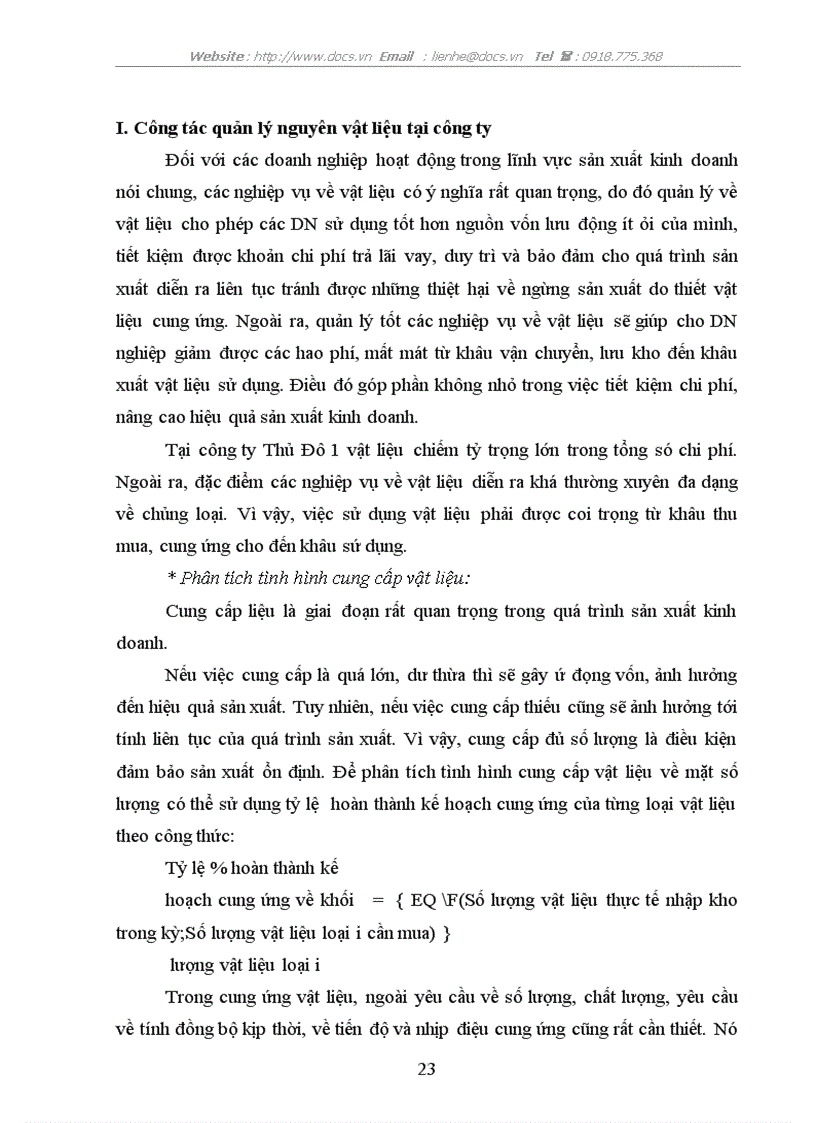 image for page Vấn đề tổ chức công tác quản lý nguyên vật liệu trong các doanh nghiệp sản xuất liên hệ vào Công ty Thủ Đô