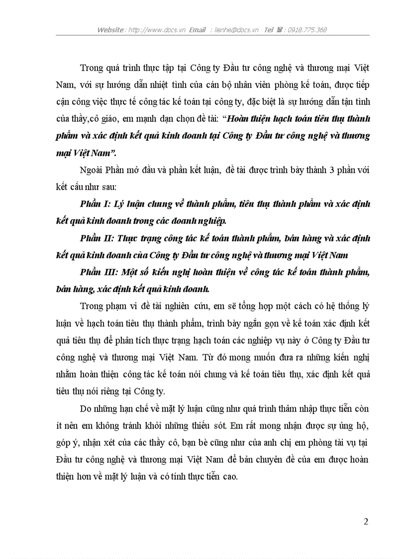 image for page Hoàn thiện hạch toán tiêu thụ thành phẩm và xác định kết quả kinh doanh tại Công ty Đầu tư công nghệ và thương mại Việt Nam