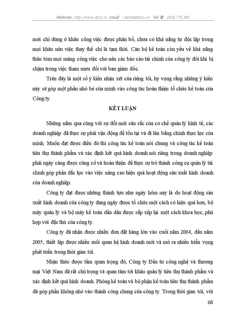 image for page Hoàn thiện hạch toán tiêu thụ thành phẩm và xác định kết quả kinh doanh tại Công ty Đầu tư công nghệ và thương mại Việt Nam