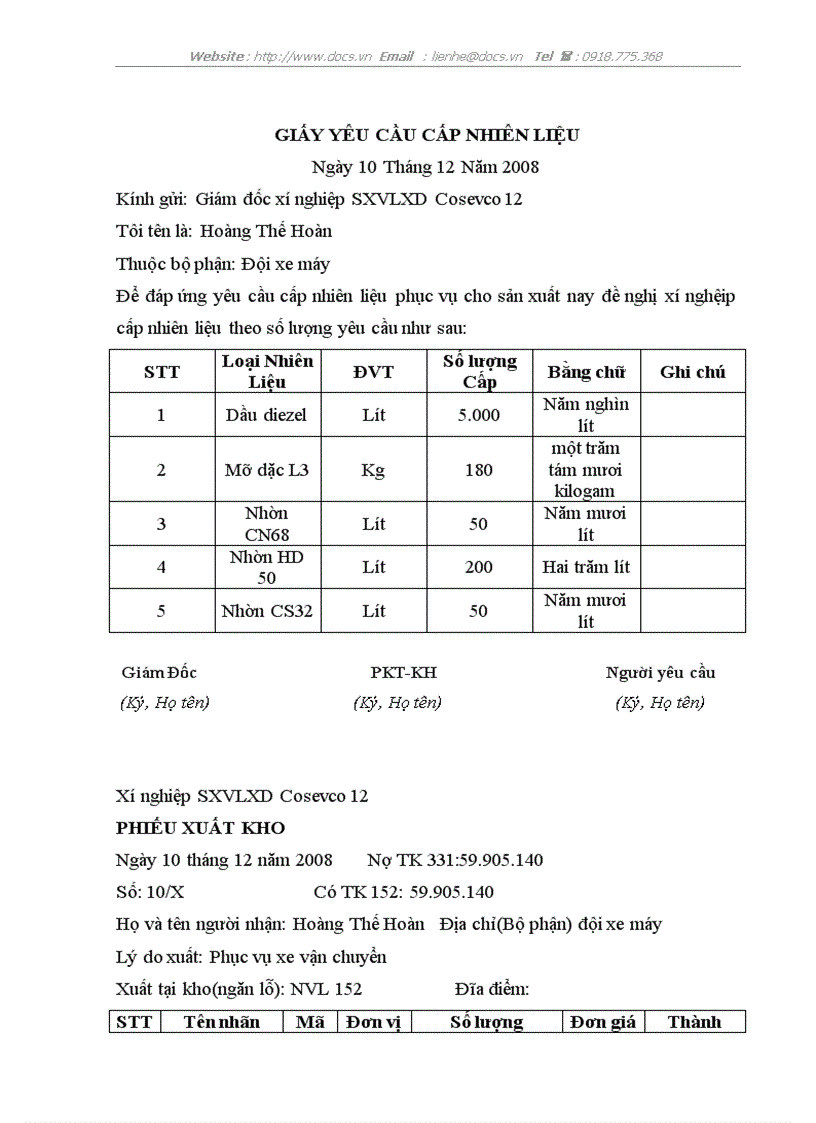 image for page Kế toán Nguyên vật liệu Công cụ dụng cụ tại Xí nghiệp sản xuất vật liệu xây dựng Cosevco 12