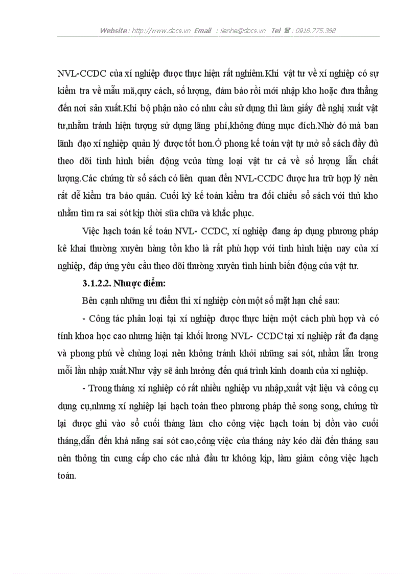 image for page Kế toán Nguyên vật liệu Công cụ dụng cụ tại Xí nghiệp sản xuất vật liệu xây dựng Cosevco 12
