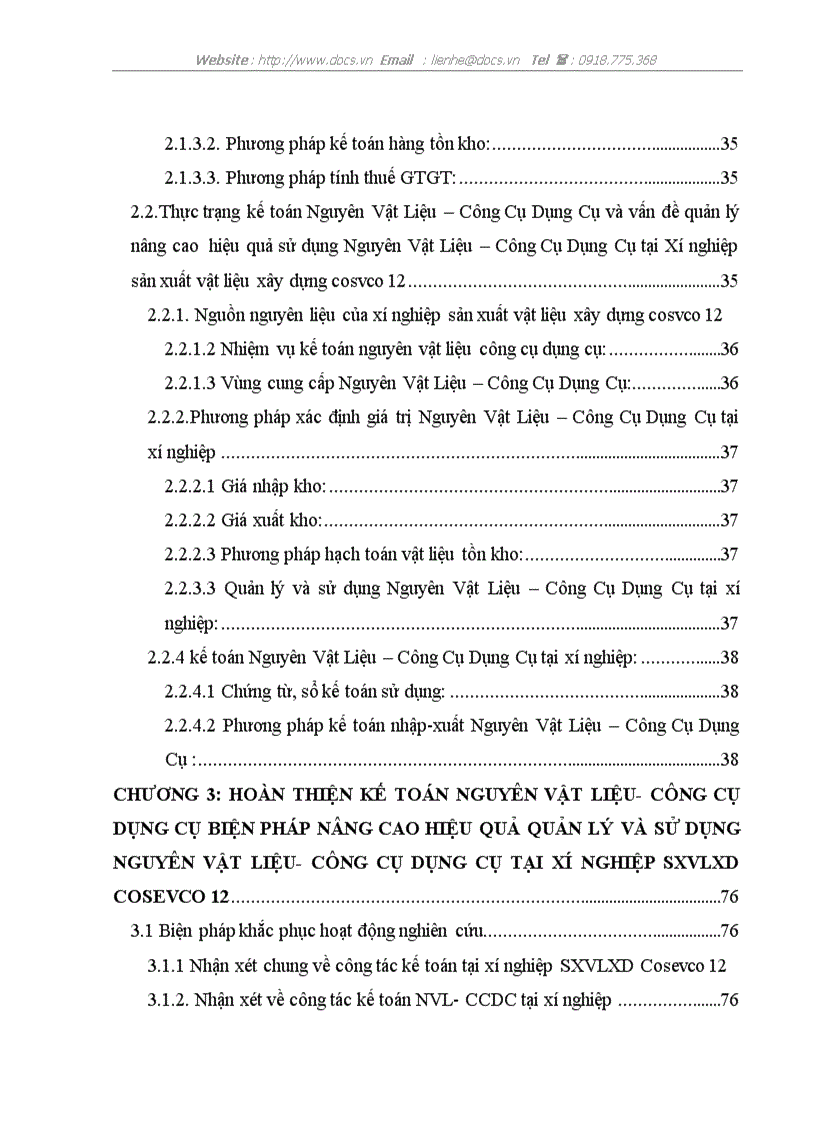 image for page Kế toán Nguyên vật liệu Công cụ dụng cụ tại Xí nghiệp sản xuất vật liệu xây dựng Cosevco 12