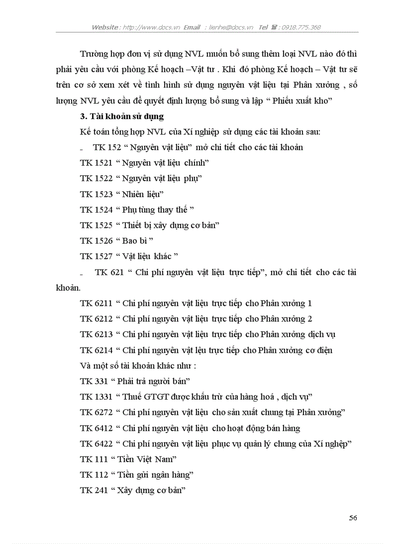 image for page Kế toán nguyên vật liệu vật liệu và công cụ dụng cụ tại Xí nghiệp 22 Công ty 22 Bộ Quốc Phòng