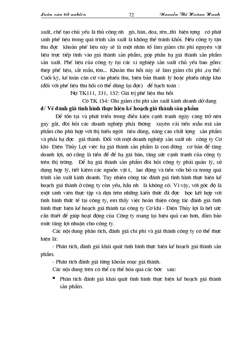 image for page Biện pháp nhằm hoàn thiện công tác kế toán chi phí sản xuất và tính giá thành sản phẩm tại công ty Cơ khí Điện Thuỷ Lợi