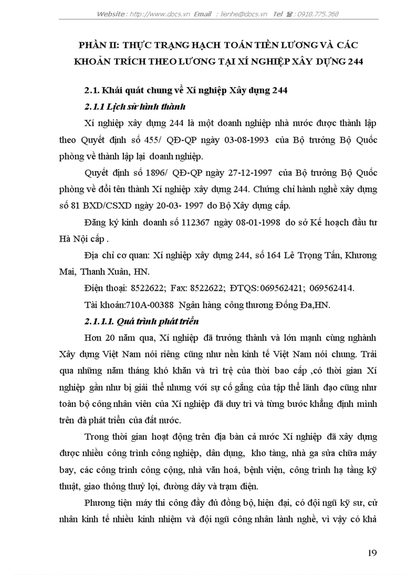 image for page Hạch toán tiền lương và các khoản trích theo lương tại Xí nghiệp Xây dựng 244