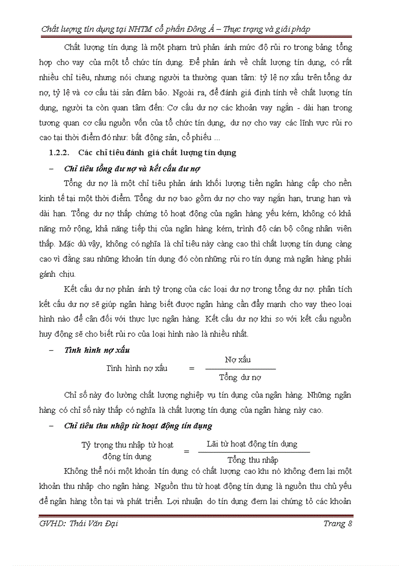 image for page Chất lượng tín dụng tại NHTM cổ phần Đông Á Thực trạng và giải pháp