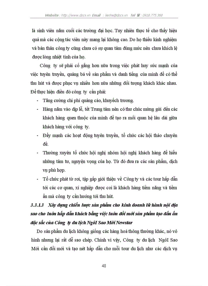 image for page Thực trạng và một số biện pháp nhằm hoàn thiện chính sách Marketing Mĩ của công ty Du Lịch Newstar