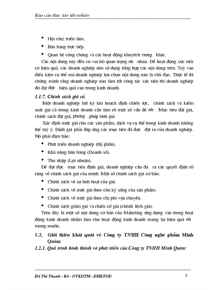 image for page Marketing ứng dụng trong hoạt động kinh doanh và giới thiệu khái quát về Công ty tnhh công nghệ phẩm Minh Quân