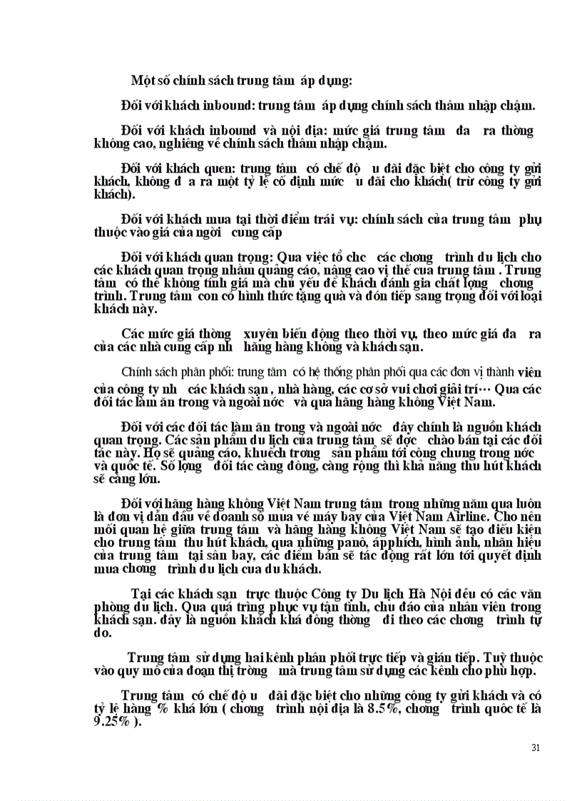 image for page Vận dụng các chính sách Marketing mix tại Trung tâm Du lịch Hà Nội