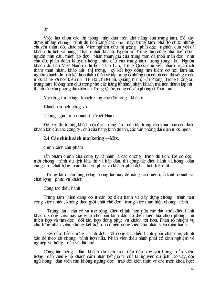image for page Vận dụng các chính sách Marketing mix tại Trung tâm Du lịch Hà Nội