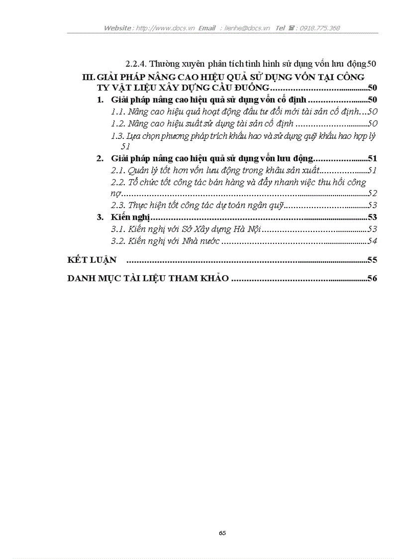 image for page Giải pháp nâng cao hiệu quả sử dụng vốn tại công ty Vật liệu xây dựng Cầu Đuống Sở Xây dựng Hà Nội