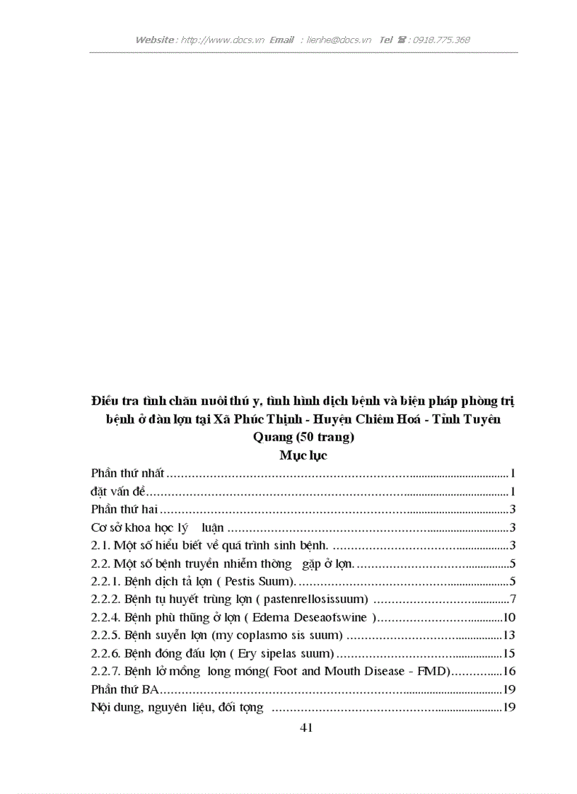 image for page Điều tra tình chăn nuôi thú y tình hình dịch bệnh và biện pháp phòng trị bệnh ở đàn lợn tại Xã Phúc Thịnh Huyện Chiêm Hoá Tỉnh Tuyên Quang