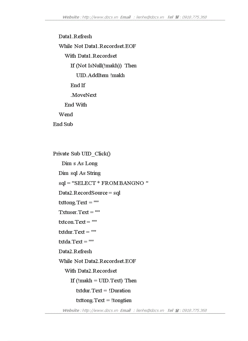 image for page Bổ sung thêm một modul vào hệ thống để tính phần dư nợ của các khách hàng tại Công ty Điện tử viễn thông quân đội VIETEL
